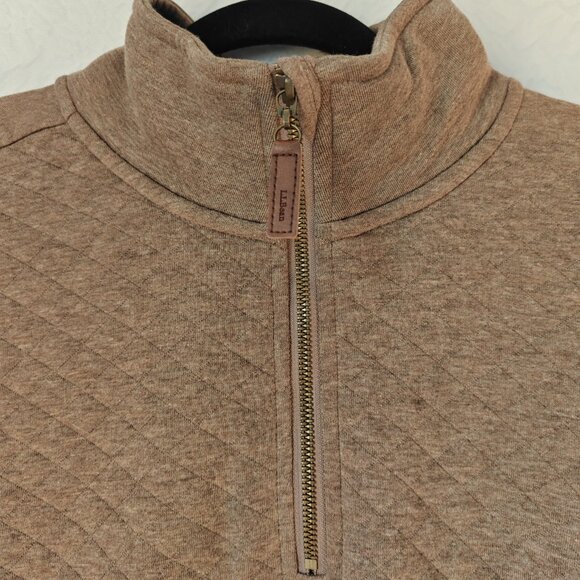 L.L.BEAN Quilted Quarter-Zip Pullover Sweatshirt Brown Women's Brown Size Large - Picture 3 of 12
